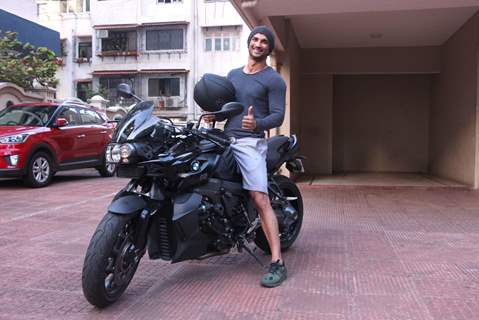 Sushant Singh snapped on his BMW bike