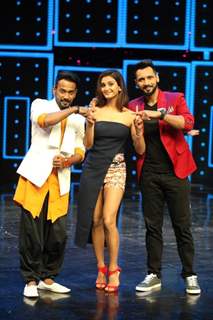 Shakti Mohan, Punit J Pathak and Dharmesh Yelande at Promotion of 'Akira' on sets of Dance Plus