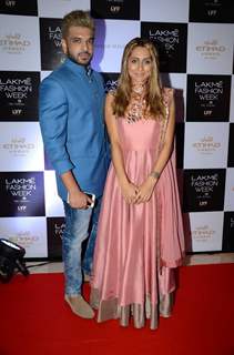 Karan Kundra and Anusha Dandekar in Blonde hair at Lakme Fashion Week Winter Festive 2016- Day 1