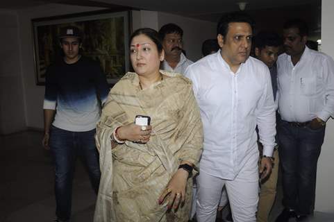 Govinda with his wife and son at Prayer meet of Krushna Abhishek's father!