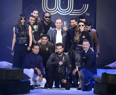 Yuvraj Singh, Hazel Keech along with other Cricketers at Launch of new Clothing line 'YouWeCan'