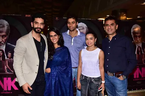 Ashish Nehra and Angad Bedi at Premiere of PINK in Delhi