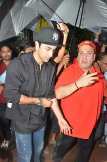 Ranbir and Rajiv Kapoor at R.K Studio Ganesh Visarjan