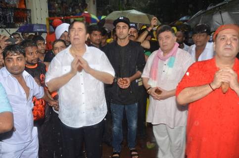 Ranbir, Rishi, Randhir and Rajiv Kapoor at R.K Studio Ganesh Visarjan