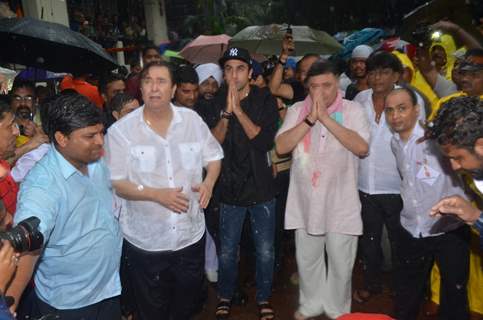 Ranbir, Rishi, Randhir Kapoor at R.K Studio Ganesh Visarjan