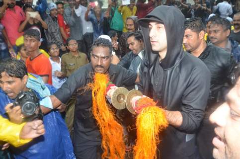 Ranbir Kapoor at R.K Studio Ganesh Visarjan