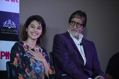 Amitabh BachchanTaapsee Pannu at Press Meet of PINK in Delhi