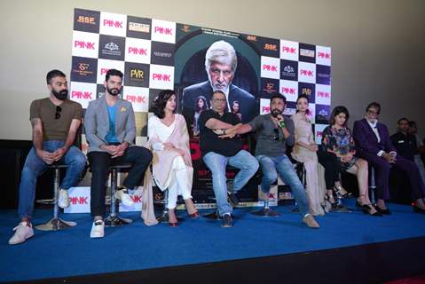 Andrea Tariang, Taapsee Pannu, Amitabh Bachchan at Press Meet of PINK in Delhi