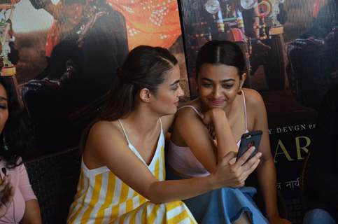 Surveen Chawla and Radhika Apte at Promotion of film 'Parched'