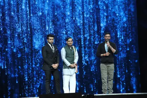 Ajay Devgn with Rithvik Dhanjani at Super Dancer