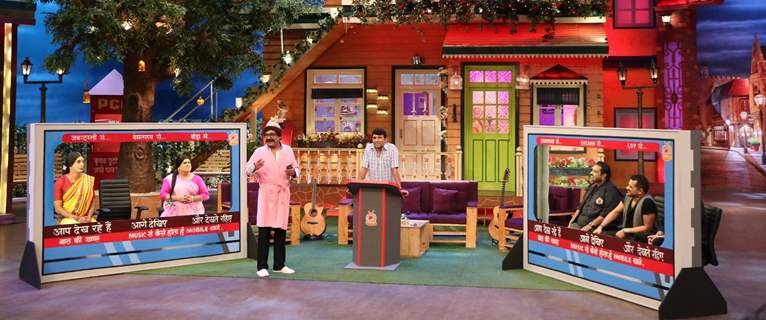 Shankar Mahadevan and Ehsaan Noorani on the sets of The Kapil Sharma Show