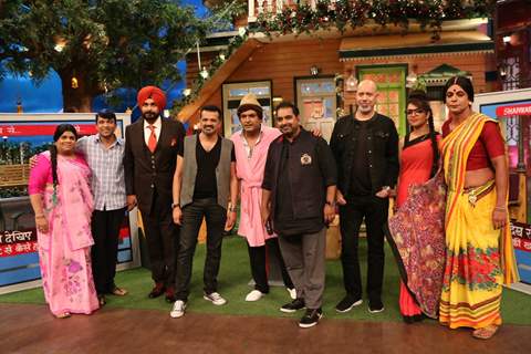 Shankar Ehsaan Loy on the sets of The Kapil Sharma Show