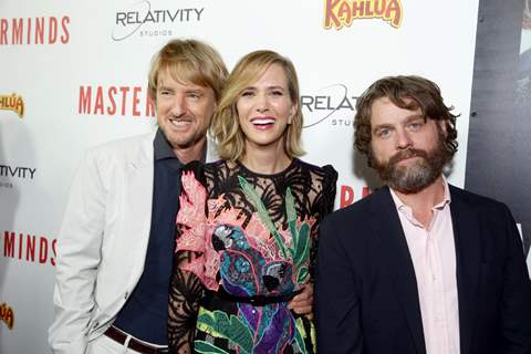 Owen Wilson, Kristen Wiig and Zach Galifianakis at Hollywood premiere of the movie Masterminds