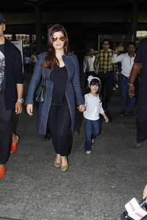 Airport Diaries: Twinkle Khanna with their daughter