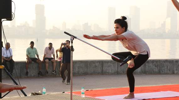 Pink actress Kirti Kulhari performs YOGA