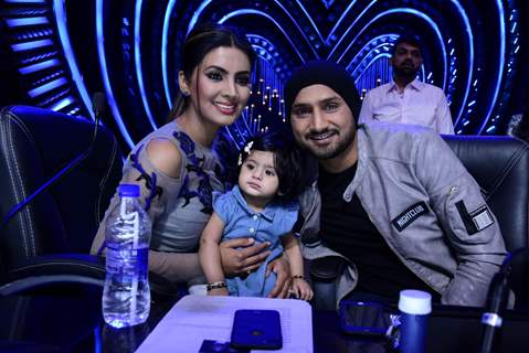 Harbhajan Singh and his wife Geeta Basra on the sets of 'Nach Baliye 8'