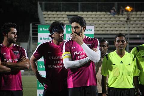 Ranbir Kapoor, Abhishek Bachchan, Raj Kundra and Dino Morea snapped playing Soccer