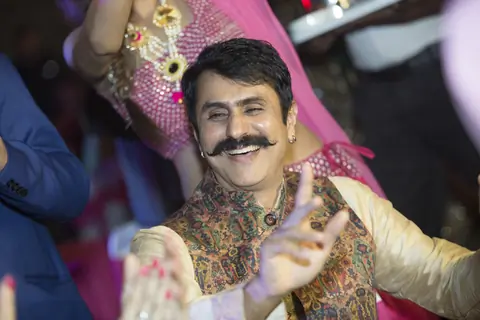 Actor Abhishek Bajaj makes a dashing bike entry during his sangeet ceremony