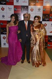 Priyanka poses with Boney Kapoor and his wife Sridevi