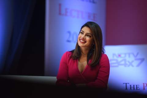 Priyanka Chopra in a hot pink jumpsuit