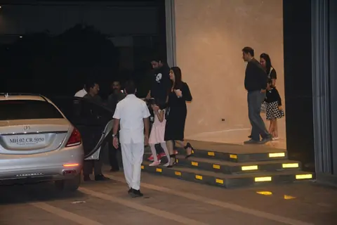 Aishwarya, Abhishek with Aaradhya outside an eatery