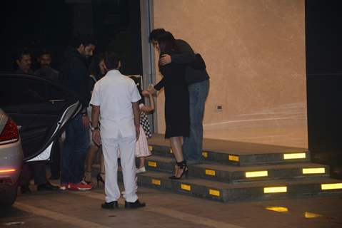 Aishwarya, Abhishek with Aaradhya outside an eatery