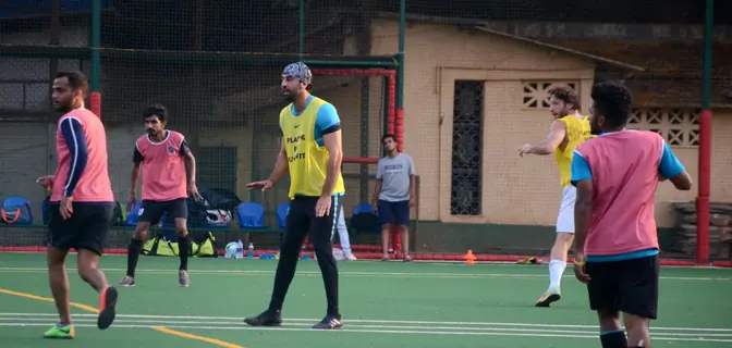 Ranbir, Dino and Jim indulge in a game of Football