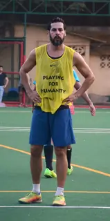 Ranbir, Dino and Jim indulge in a game of Football