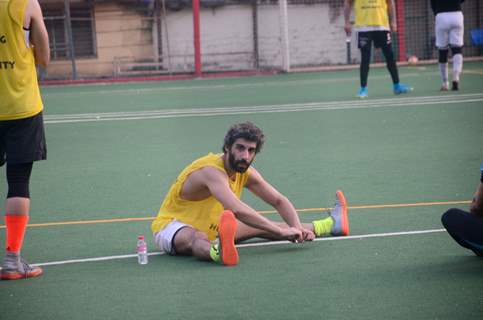 Ranbir, Dino and Jim indulge in a game of Football