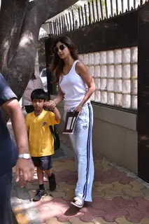 Shilpa Shetty with son snapped in Juhu