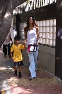 Shilpa Shetty with son snapped in Juhu