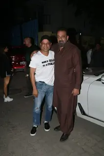 Sanjay Dutt snapped outside his home.