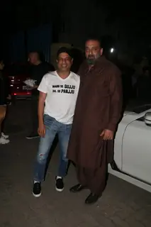 Sanjay Dutt snapped outside his home.