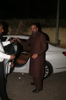 Sanjay Dutt snapped outside his home.