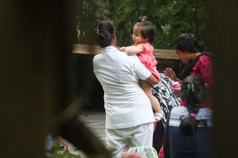 Taimur and Inaaya snapped at a playschool