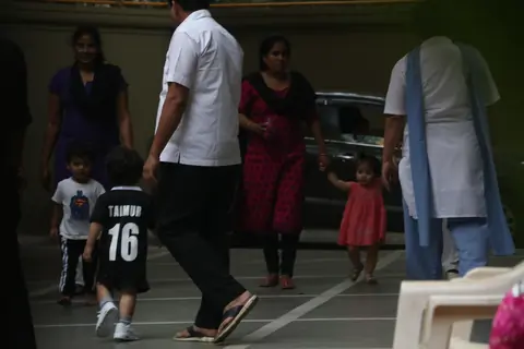 Taimur and Inaaya snapped at a playschool