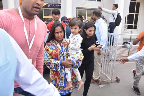 Arpita khan and Ahil spotted at Jodhpur airport