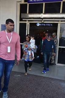 Arpita khan and Ahil spotted at Jodhpur airport