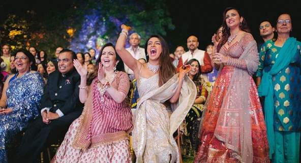 Priyanka Chopra with Mukesh Ambani, Parineeti Chopra and others on Sangeet Ceremony