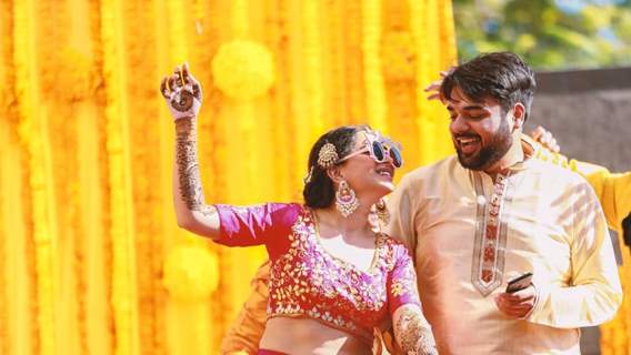 Shweta Basu Prasad dancing with Rohit Mittal on her Mehendi Ceremony