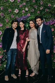 Kartik Aaryan, Sonakshi Sinha and Ananya Pandey at Dinesh Vijan's cocktail party