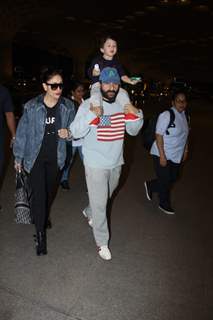 Kareena Kapoor, Saif Ali Khan and Taimur Ali Khan snapped at Mumbai Airport