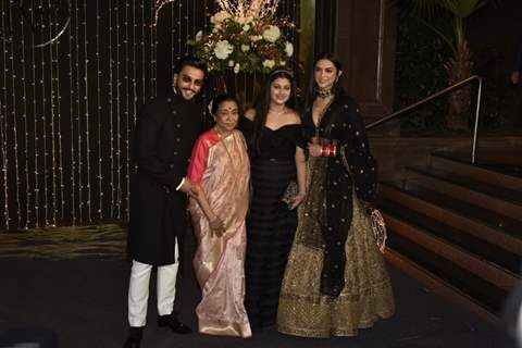 Ranveer and Deepika with Asha Bhosle at Priyanka Chopra and Nick Jonas Wedding Reception, Mumbai