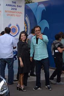 Vidhu Vinod Chopra and wife snapped at Ambani School