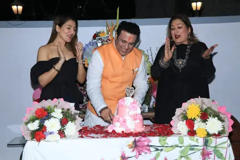 Govinda with his daughter and wife at his Birthday Bash
