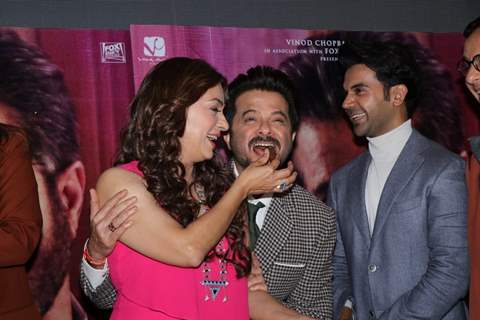 Anil Kapoor with Juhi Chawla and Rajkummar Rao celebrates his birthday at trailer launch