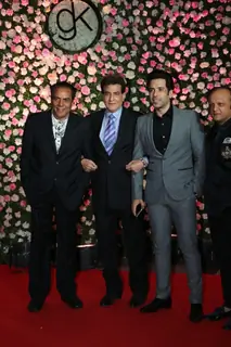 Jeetendra and Dharmendra with Tusshar Kapoor at Kapil Sharma and Ginni Chatrath's Reception, Mumbai