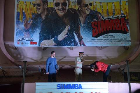 Ranveer Singh and Rohit Shetty snapped during screenings of Simmba at Gaiety Theatre, Bandra