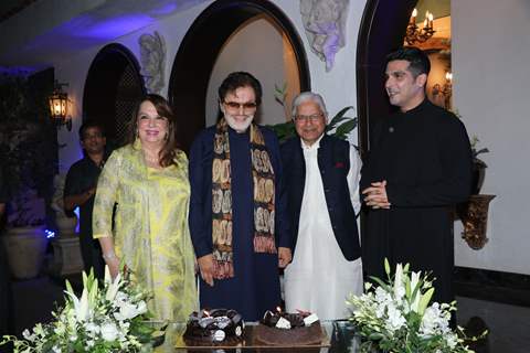 Sanjay Khan with his son Zayed Khan and wife at his 78th Birthday bash