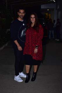 Angad Bedi with wife Neha Dhupia snapped during the screening of 'URI'